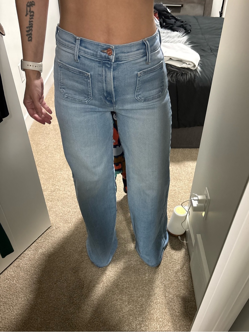 MOTHER Light Blue High-Rise Wide-Leg Jeans - Picture 4 of 12